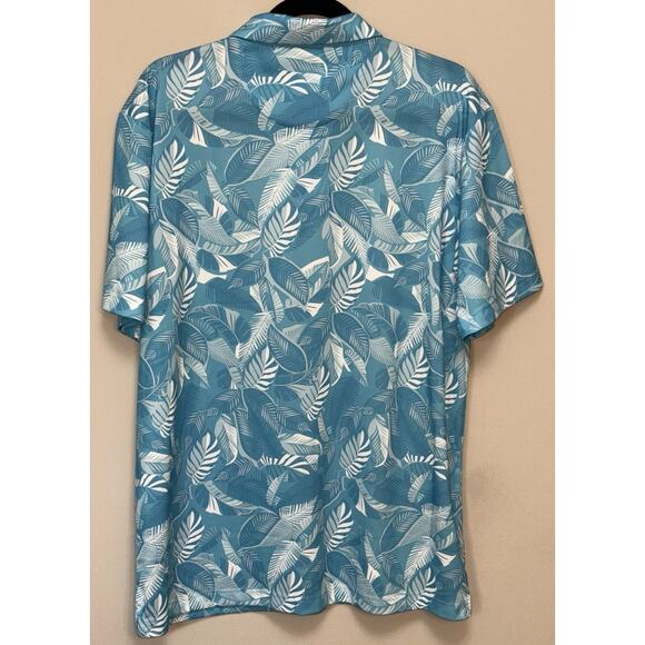 Callaway Opti-Dri Golf Shirt Men’s Large Blue White Tropical Floral Hawaiian - Picture 6 of 7